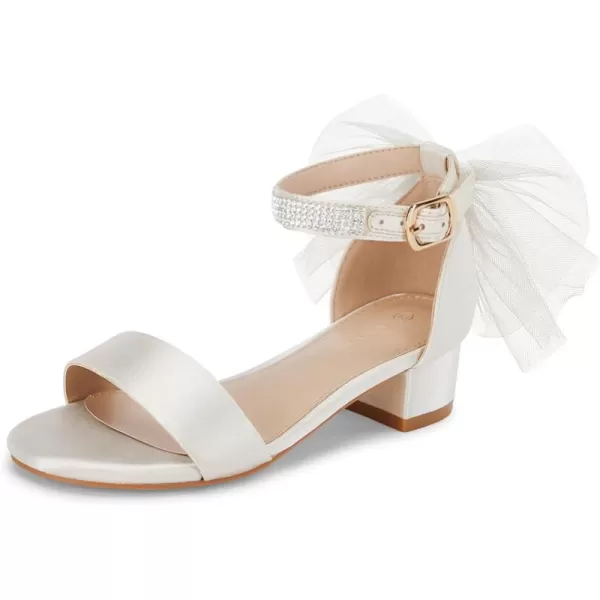 Coutgo Girl's Bow Knot Dress Sandals Low Heel Princess One Strap Flats Rhinestone Wedding Party Shoes for Kids