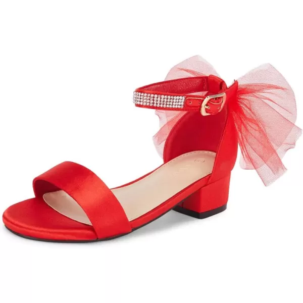 Coutgo Girl's Bow Knot Dress Sandals Low Heel Princess One Strap Flats Rhinestone Wedding Party Shoes for Kids