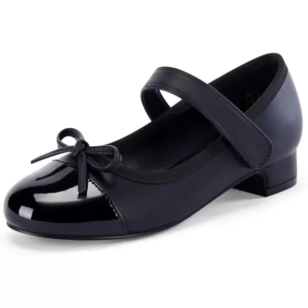 Coutgo Girls Dress Shoes Mary Jane Low Heel Bow Two Toned Wedding Party Princess Shoes for Toddler Little Big Kids