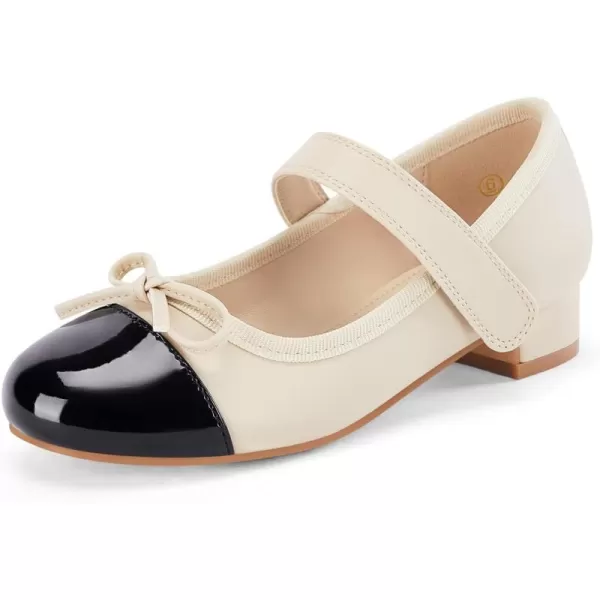 Coutgo Girls Dress Shoes Mary Jane Low Heel Bow Two Toned Wedding Party Princess Shoes for Toddler Little Big Kids