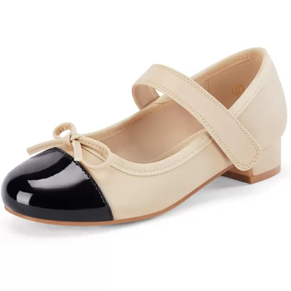 Coutgo Girls Dress Shoes Mary Jane Low Heel Bow Two Toned Wedding Party Princess Shoes for Toddler Little Big Kids