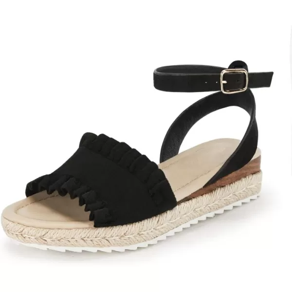 Coutgo Girls Espadrille Platform Sandals Ruffle Open Toe Ankle Buckle Strap Wedge Casual Summer Shoes for Kids Toddlers