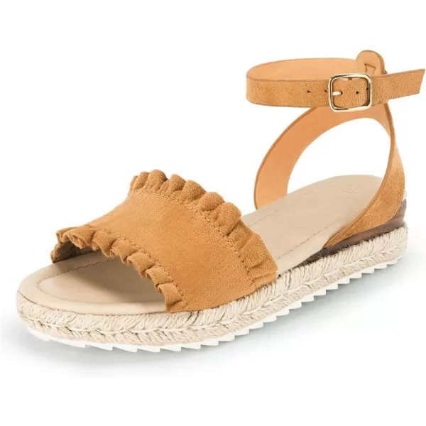 Coutgo Girls Espadrille Platform Sandals Ruffle Open Toe Ankle Buckle Strap Wedge Casual Summer Shoes for Kids Toddlers