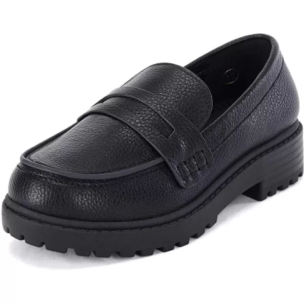 Coutgo Girls Slip On Penny Loafers Comfort Round Toe Platform School Uniform Dress Shoes
