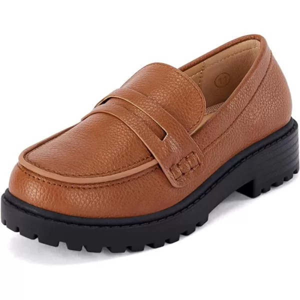 Coutgo Girls Slip On Penny Loafers Comfort Round Toe Platform School Uniform Dress Shoes