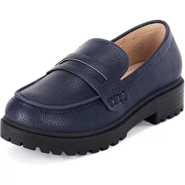 Coutgo Girls Slip On Penny Loafers Comfort Round Toe Platform School Uniform Dress Shoes
