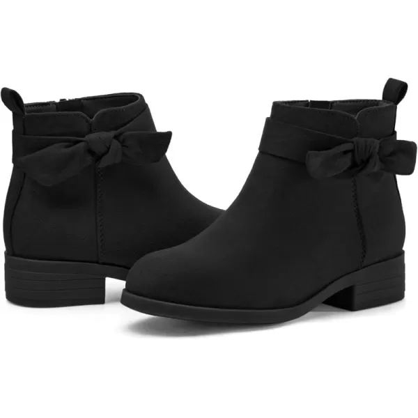 Coutgo Girls Toddler Bow knot Ankle Boots Low Chunky Heel Side Zipper Cute Dress Booties Little Big Kid