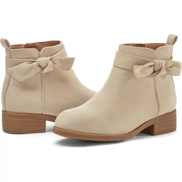 Coutgo Girls Toddler Bow knot Ankle Boots Low Chunky Heel Side Zipper Cute Dress Booties Little Big Kid