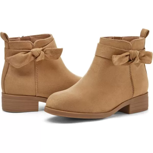 Coutgo Girls Toddler Bow knot Ankle Boots Low Chunky Heel Side Zipper Cute Dress Booties Little Big Kid