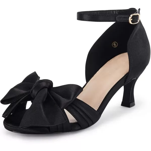 Coutgo Women's Kitten Heels Bow Low Heel Sandals Open Toe Ankle Strap Party Wedding Dress Shoes