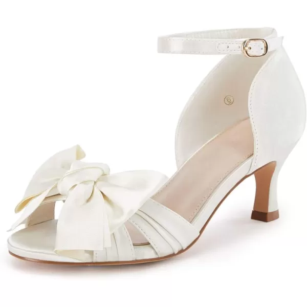 Coutgo Women's Kitten Heels Bow Low Heel Sandals Open Toe Ankle Strap Party Wedding Dress Shoes