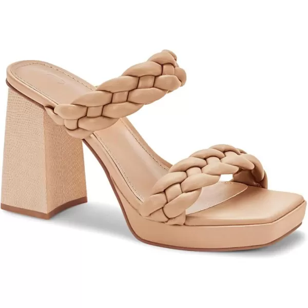 Coutgo Womens Platform Heels Chunky Heel Braided Heeled Sandals Slip on High Mules Party Summer Dress Shoes