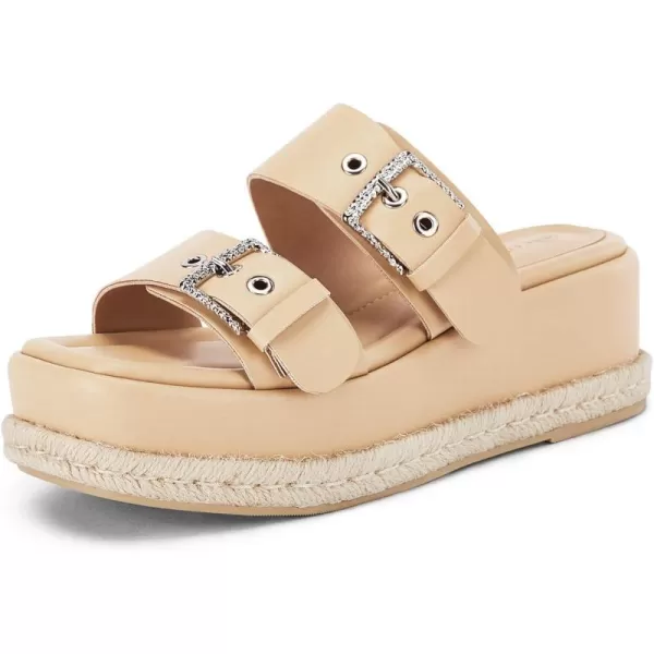 Coutgo Women's Platform Sandals, Adjustable Buckle Slides, Slip on Open Toe Espadrille Summer Shoes