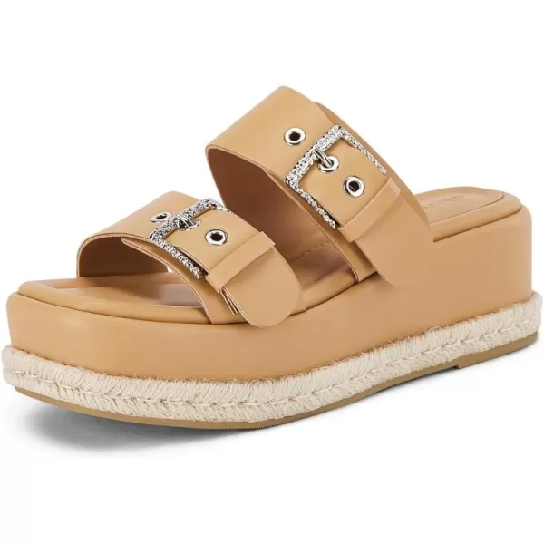 Coutgo Women's Platform Sandals, Adjustable Buckle Slides, Slip on Open Toe Espadrille Summer Shoes