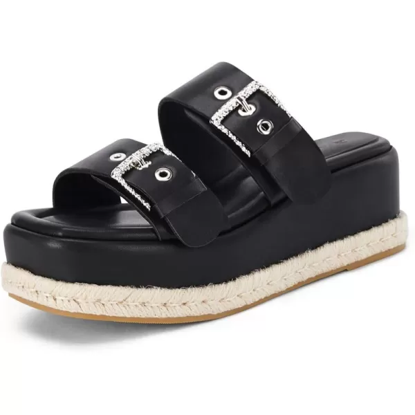 Coutgo Women's Platform Sandals, Adjustable Buckle Slides, Slip on Open Toe Espadrille Summer Shoes