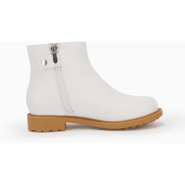 Coutgo Girls Tie Knot Ankle Boots Kids Side Zipper Chunky Low Heel Faux Leather Dress Booties