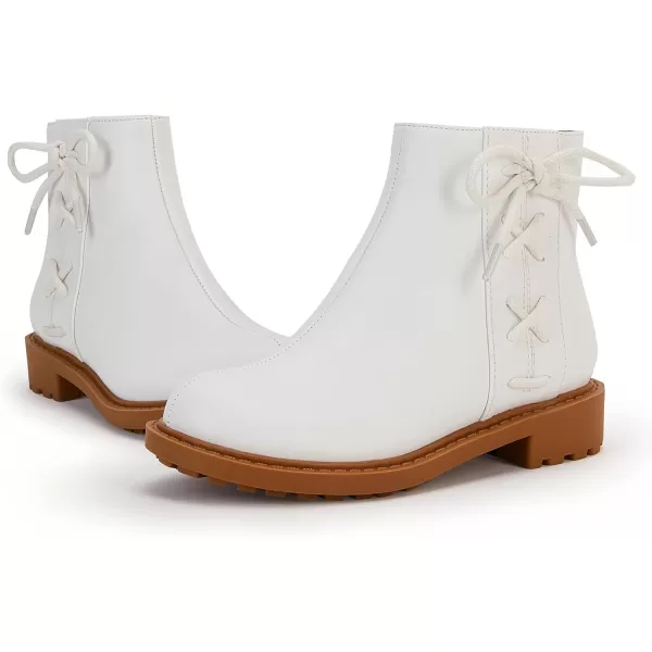 Coutgo Girls Tie Knot Ankle Boots Kids Side Zipper Chunky Low Heel Faux Leather Dress Booties
