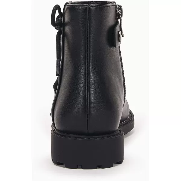 Coutgo Girls Tie Knot Ankle Boots Kids Side Zipper Chunky Low Heel Faux Leather Dress Booties
