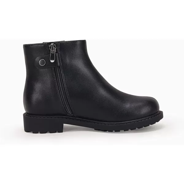 Coutgo Girls Tie Knot Ankle Boots Kids Side Zipper Chunky Low Heel Faux Leather Dress Booties