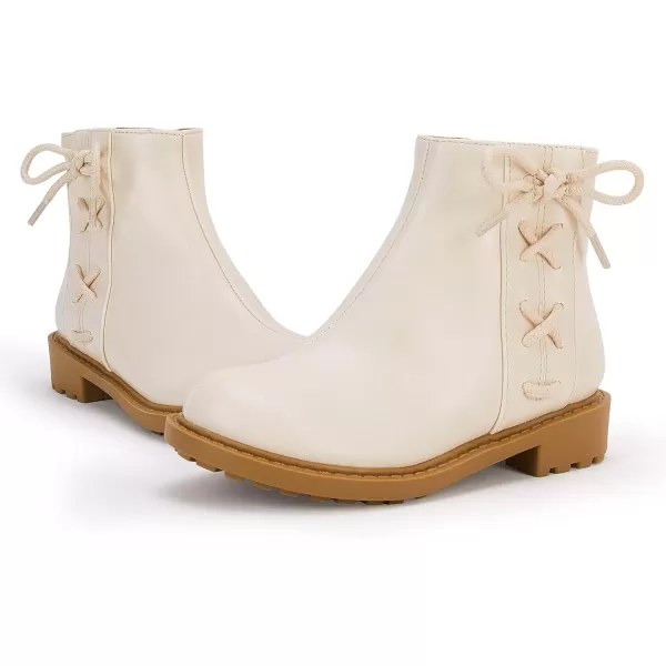 Coutgo Girls Tie Knot Ankle Boots Kids Side Zipper Chunky Low Heel Faux Leather Dress Booties