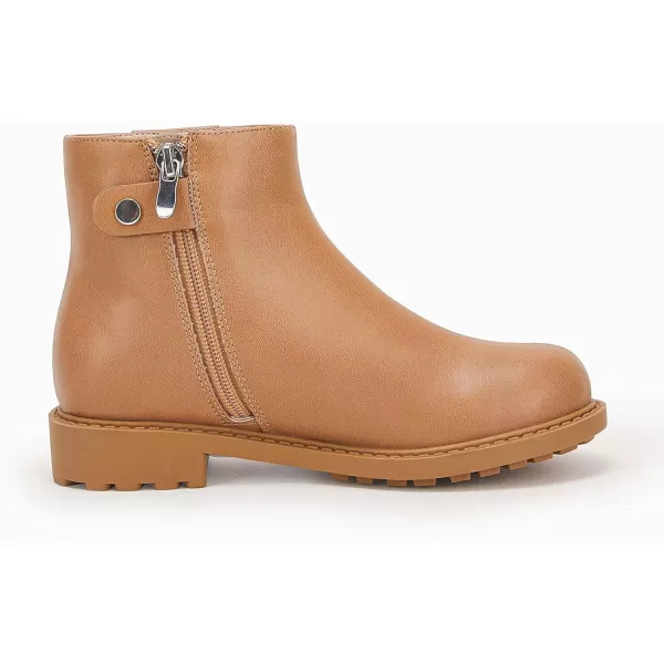 Coutgo Girls Tie Knot Ankle Boots Kids Side Zipper Chunky Low Heel Faux Leather Dress Booties
