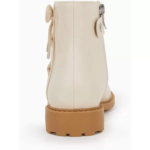 Coutgo Girls Tie Knot Ankle Boots Kids Side Zipper Chunky Low Heel Faux Leather Dress Booties