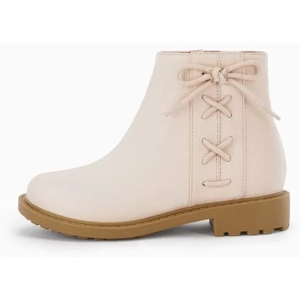 Coutgo Girls Tie Knot Ankle Boots Kids Side Zipper Chunky Low Heel Faux Leather Dress Booties