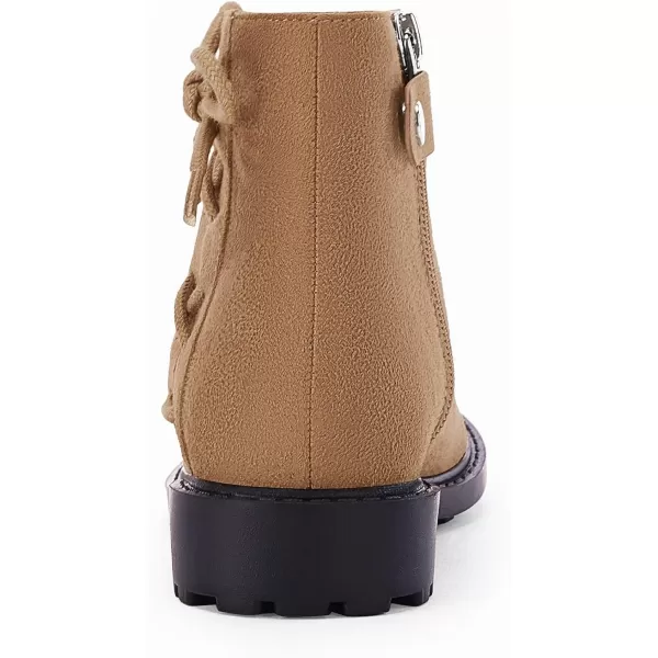 Coutgo Girls Tie Knot Ankle Boots Kids Side Zipper Chunky Low Heel Faux Leather Dress Booties