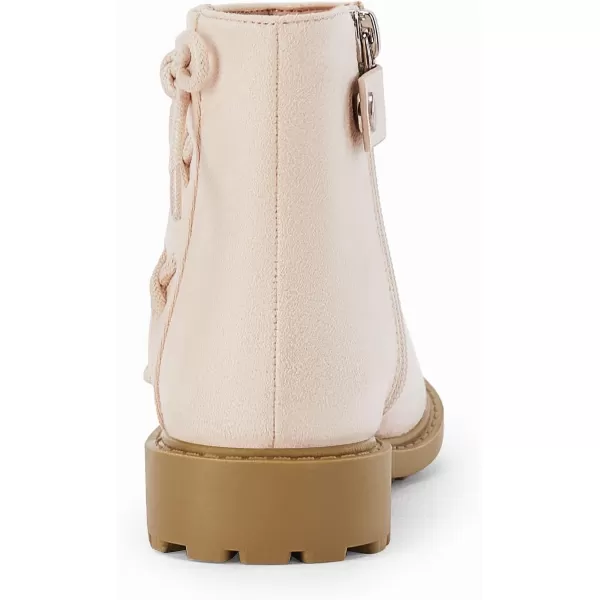 Coutgo Girls Tie Knot Ankle Boots Kids Side Zipper Chunky Low Heel Faux Leather Dress Booties