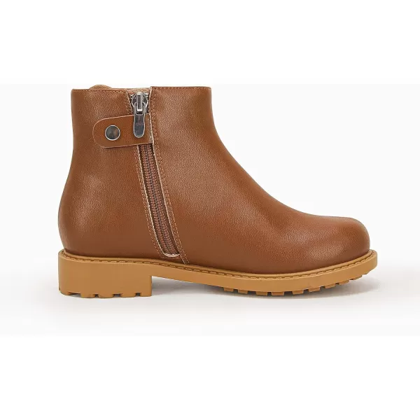 Coutgo Girls Tie Knot Ankle Boots Kids Side Zipper Chunky Low Heel Faux Leather Dress Booties