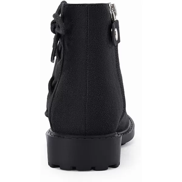 Coutgo Girls Tie Knot Ankle Boots Kids Side Zipper Chunky Low Heel Faux Leather Dress Booties