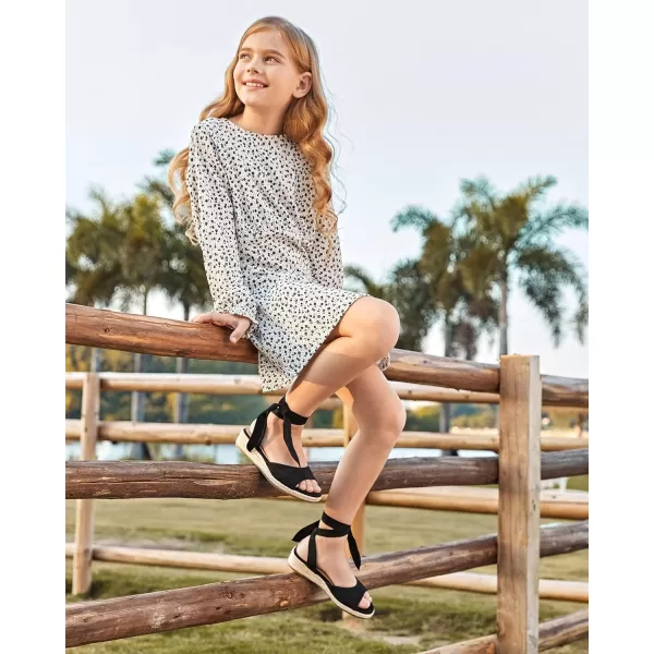 Coutgo Girls Wedge Sandals Espadrille Platform Open Toe Tie Lace Up Summer Dress Shoes Toddler Little Big Kid