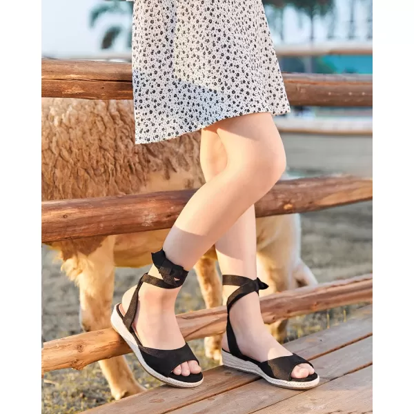Coutgo Girls Wedge Sandals Espadrille Platform Open Toe Tie Lace Up Summer Dress Shoes Toddler Little Big Kid