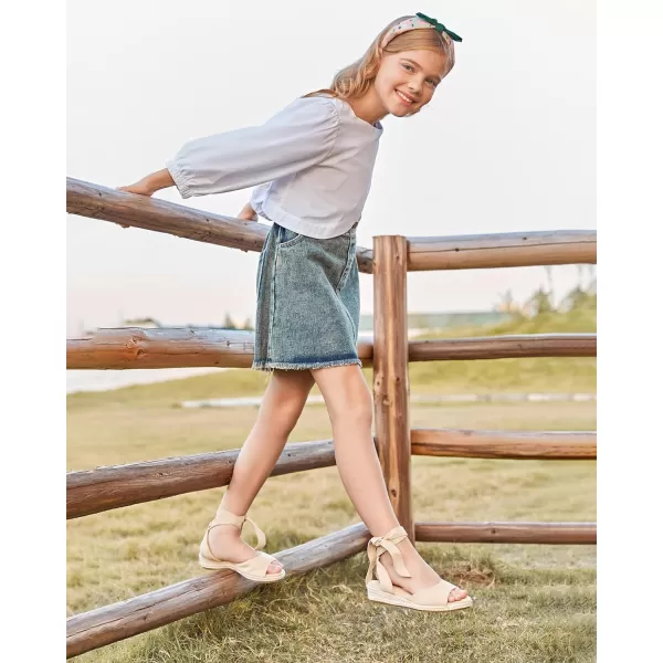 Coutgo Girls Wedge Sandals Espadrille Platform Open Toe Tie Lace Up Summer Dress Shoes Toddler Little Big Kid