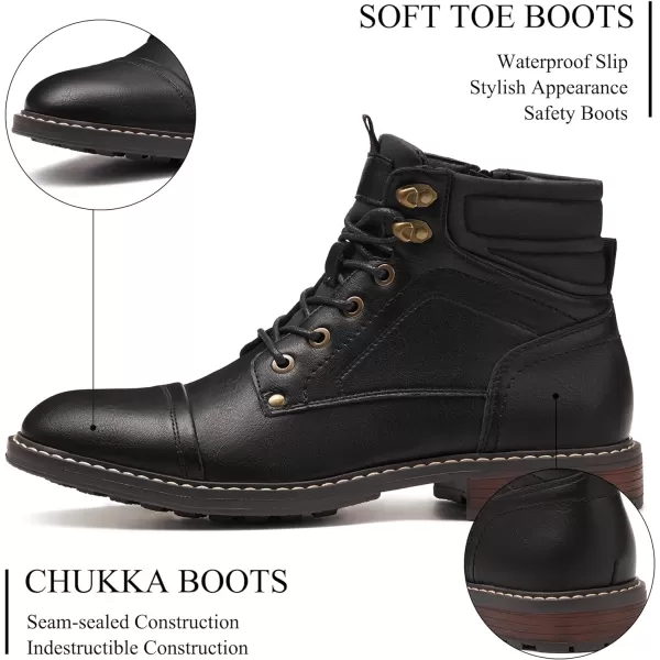 Coutgo Mens Chukka Boots Waterproof Soft Toe Mid Top Fashion Casual Work Hiking Dress Shoes
