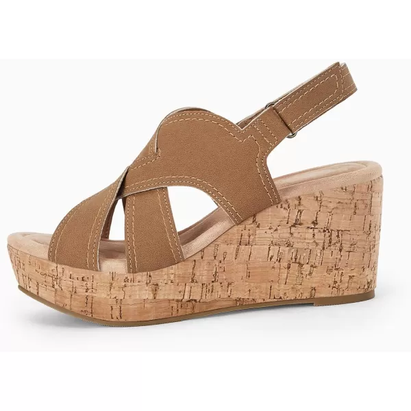 Coutgo Wedge Sandals for Womens Platform Open Toe Heels Cork Summer Dress Shoes