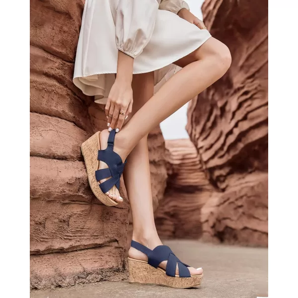 Coutgo Wedge Sandals for Womens Platform Open Toe Heels Cork Summer Dress Shoes