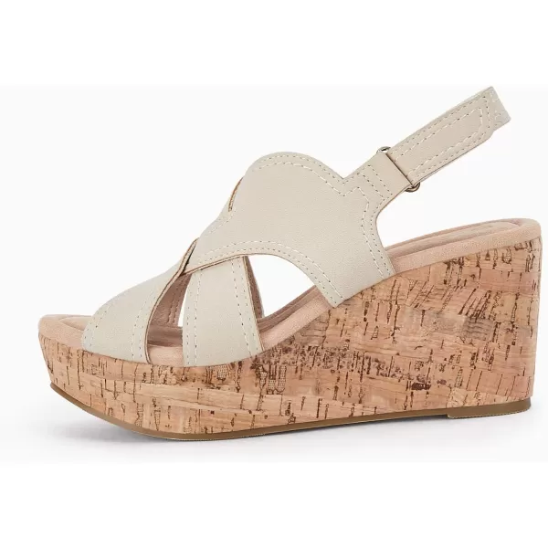 Coutgo Wedge Sandals for Womens Platform Open Toe Heels Cork Summer Dress Shoes