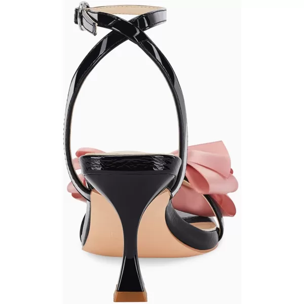 Coutgo Women's Bow Knot Heeled Sandals Rhinestone Kitten Heels Open Toe Ankle Strap Dress Pump Shoes