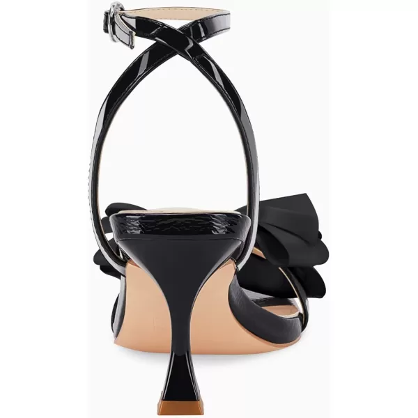Coutgo Women's Bow Knot Heeled Sandals Rhinestone Kitten Heels Open Toe Ankle Strap Dress Pump Shoes
