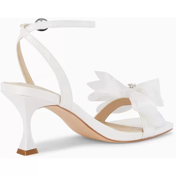 Coutgo Women's Bow Knot Heeled Sandals Rhinestone Kitten Heels Open Toe Ankle Strap Dress Pump Shoes