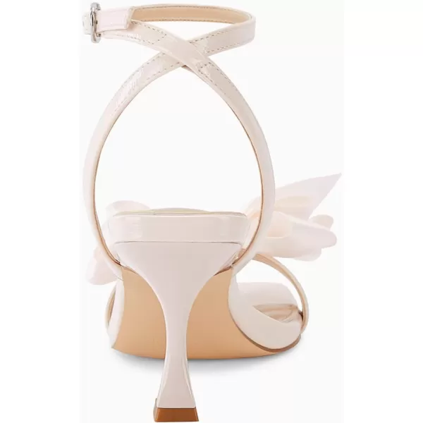 Coutgo Women's Bow Knot Heeled Sandals Rhinestone Kitten Heels Open Toe Ankle Strap Dress Pump Shoes