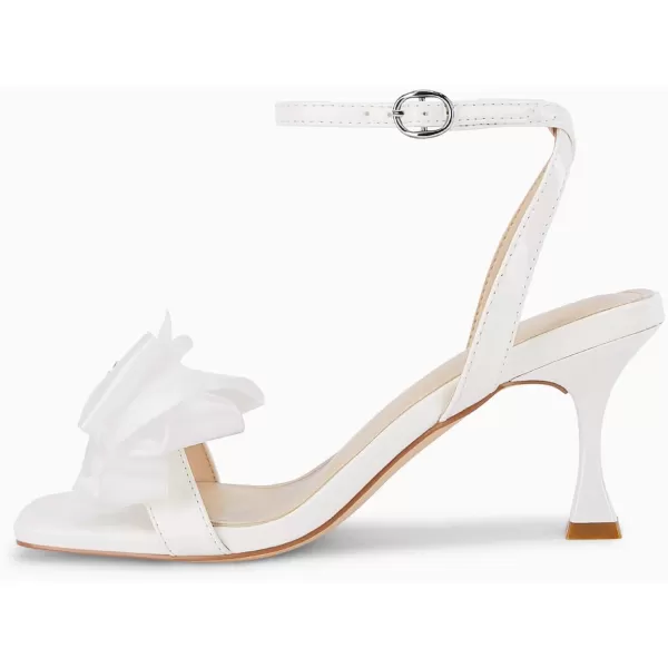 Coutgo Women's Bow Knot Heeled Sandals Rhinestone Kitten Heels Open Toe Ankle Strap Dress Pump Shoes