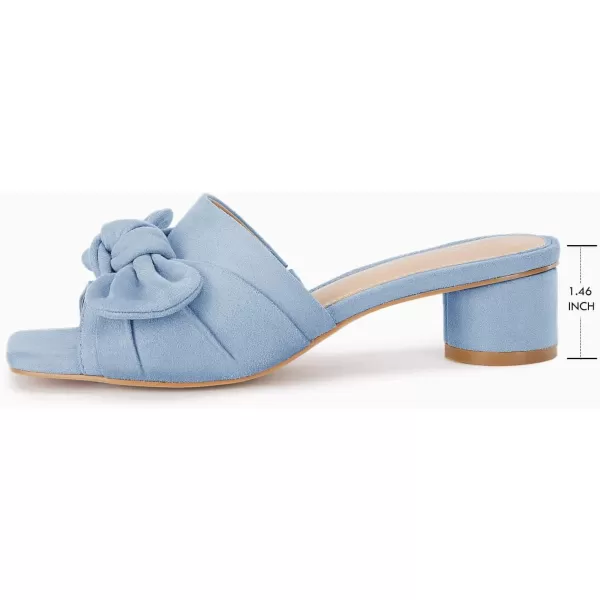Coutgo Womens Bow Slides Sandals Slip On Chunky Low Heel Square Open Toe Elagant Summer Shoes