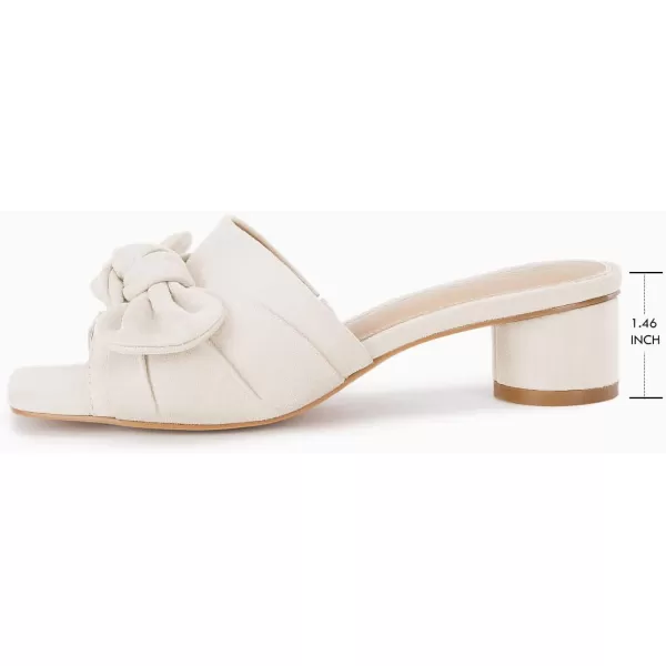 Coutgo Womens Bow Slides Sandals Slip On Chunky Low Heel Square Open Toe Elagant Summer Shoes