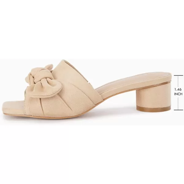 Coutgo Womens Bow Slides Sandals Slip On Chunky Low Heel Square Open Toe Elagant Summer Shoes