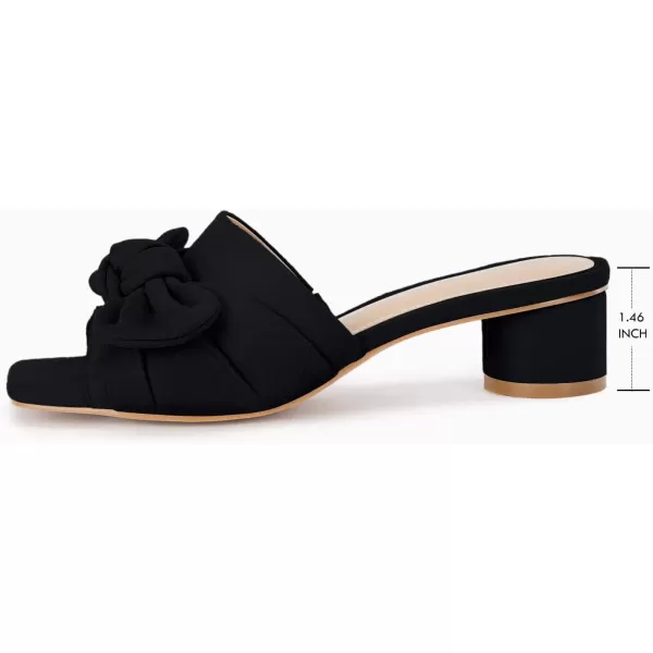 Coutgo Womens Bow Slides Sandals Slip On Chunky Low Heel Square Open Toe Elagant Summer Shoes