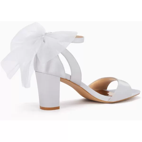 Coutgo Women's Bow Tie Heeled Sandals One Strap Chunky Heel Pumps Satin Ankle Buckle Dress Party Summer Shoes