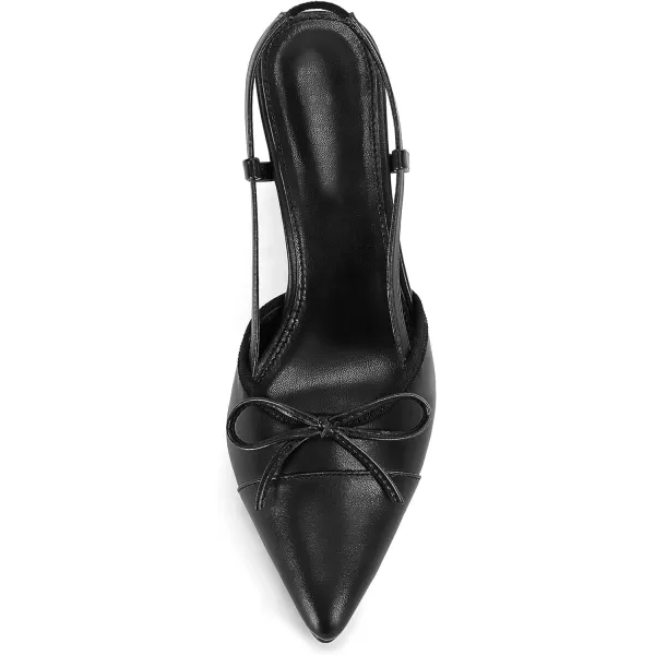 Coutgo Women's Bow Tie Slingback Pumps Pointed Toe Kitten Low Heel Patchwork Dress Heeled Sandals