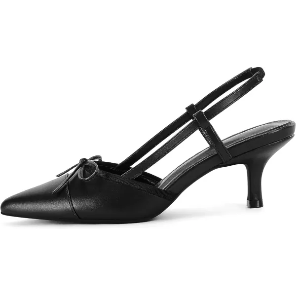 Coutgo Women's Bow Tie Slingback Pumps Pointed Toe Kitten Low Heel Patchwork Dress Heeled Sandals